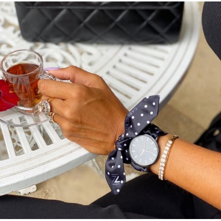 MONTRE POIS BLANC FOND NOIR